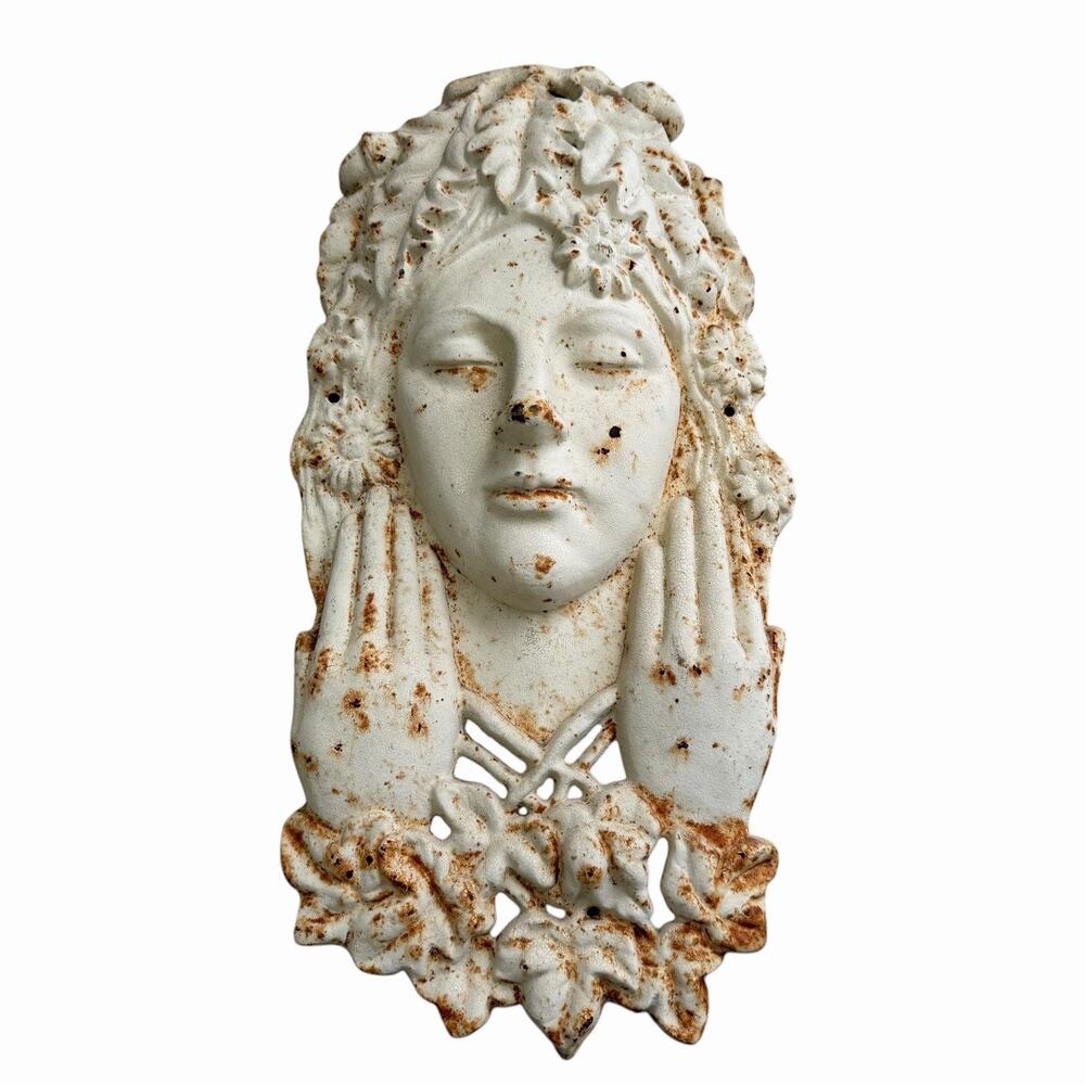 Cast Iron Victorian Woman Wall Garden Decor Hanging